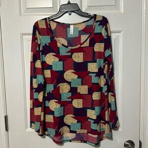 Multi color long sleeve blouse sz Lg